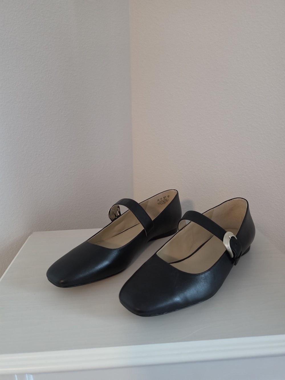 Black Mary Jane Flats with Buckle Strap - Women's